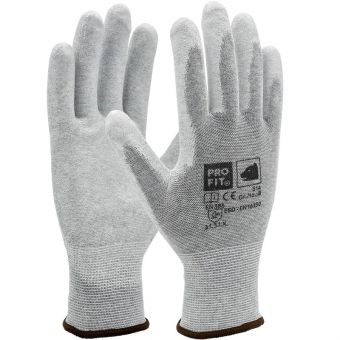 PU-beschichtete Feinstrick Handschuhe  antistatisch, mit Carbonfaden Pro-Fit Beschichtet | 7 | Grau